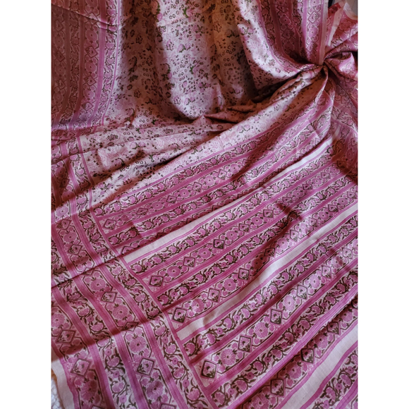 Handmade Other - Women Pure Tussar Silk Saree Sanganeri Block Print Handloom Designer Festive